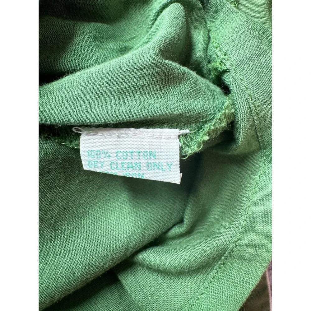 IPSA Anthropologie Floral Embroidered A-Line Skirt Women 4 Green 100% Cotton Y2K